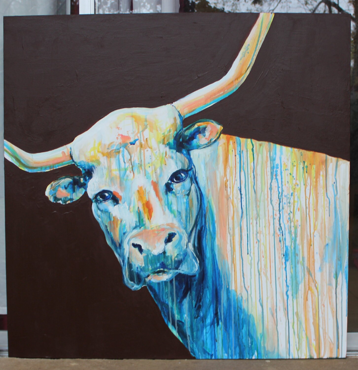 CUSTOM Original Longhorn Painting Commission 36x48 Etsy