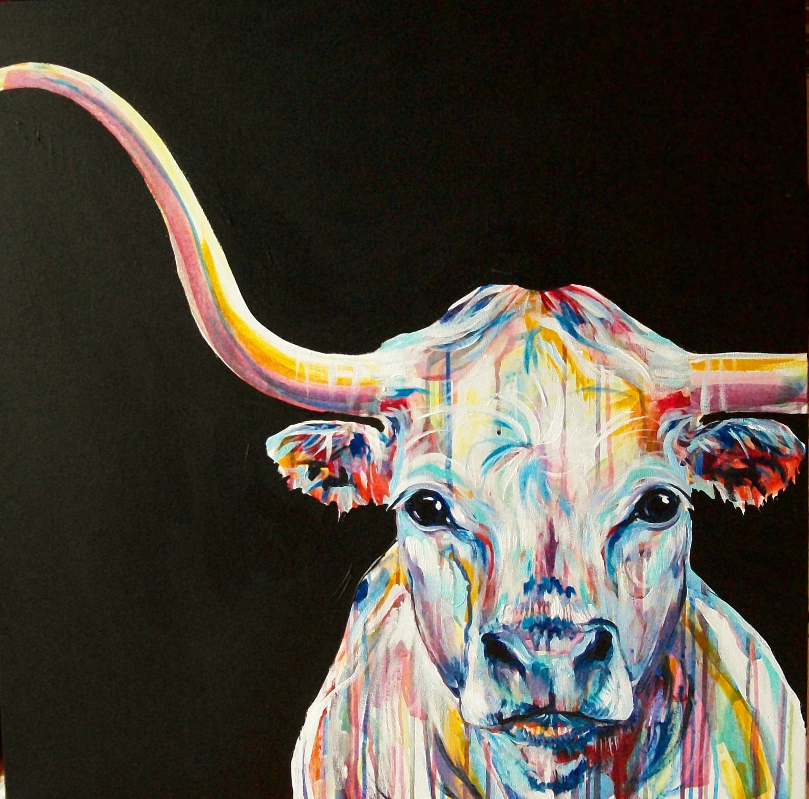 Custom Longhorn Painting 48x48 painting by Jennifer Etsy