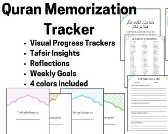 Quran Memorization Tracker, Islamic Journal (Digital Download)