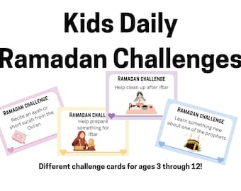 Daily Ramadan Challenge Cards, Ramadan Activities for Kids, Ramadan Countdown for Children, Islamic Activity Cards for Muslim Kids