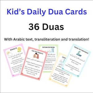 Daily Dua Cards, Duas for Children, Kids Dua Cards, Prayer Cards, Islamic Dua Flashcards, Islamic Kids Printables