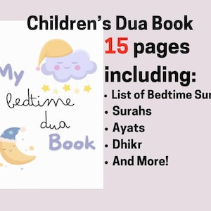 Children&#39;s Dua Book, Nighttime Dua Book, Islamic Children&#39;s Book, Muslim Children Gift, Book of Duas, Bedtime Duas for Kids, Islamic Book