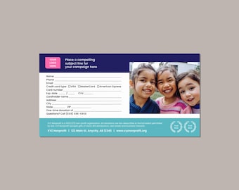 Modèle Canva modifiable de carte-réponse de donateur pour le marketing d'associations