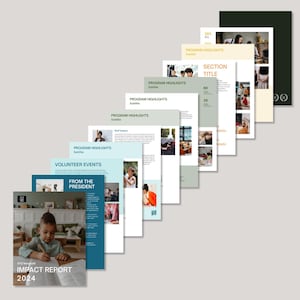 Nonprofit Annual Impact Report Editable Canva Template, Fully Customizable 12-page Report