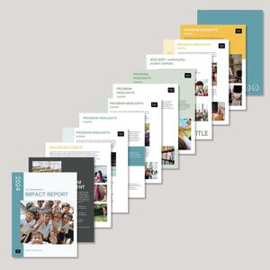 Nonprofit Annual Impact Report Editable Canva Template, Fully Customizable 12-page Report