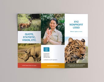 Modèle Canva modifiable en trois volets pour le marketing à but non lucratif. Entièrement personnalisable, format lettre US.
