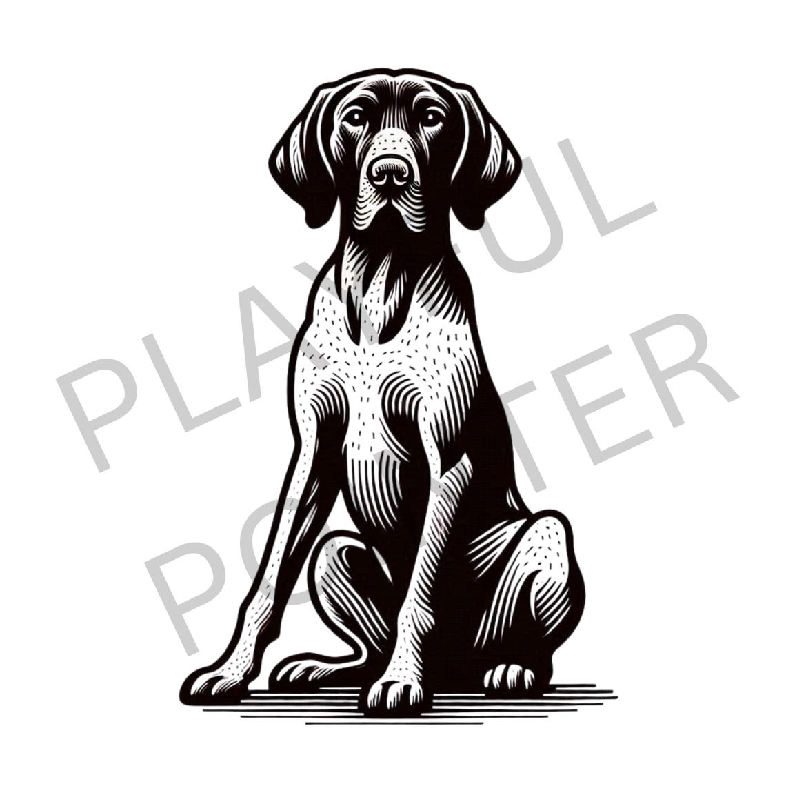 German Short-haired Pointer Line Drawing Clipart, GSP Line Drawing ...