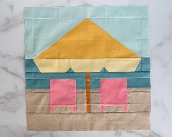 Quiltblokpatroon strandstoel: zomerkussenproject (pdf-patroon: 18" voltooid formaat)