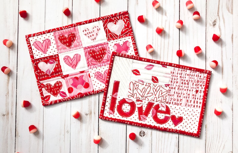 Pattern Bring the Love Valentine Mug Rugs image 1