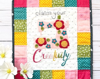 Felt Applique Sewing Machine Mini Quilt Pattern (PDF Pattern)