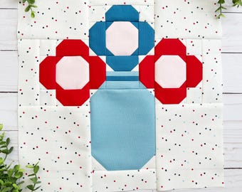 Flower Jar Quilt Block PDF Pattern