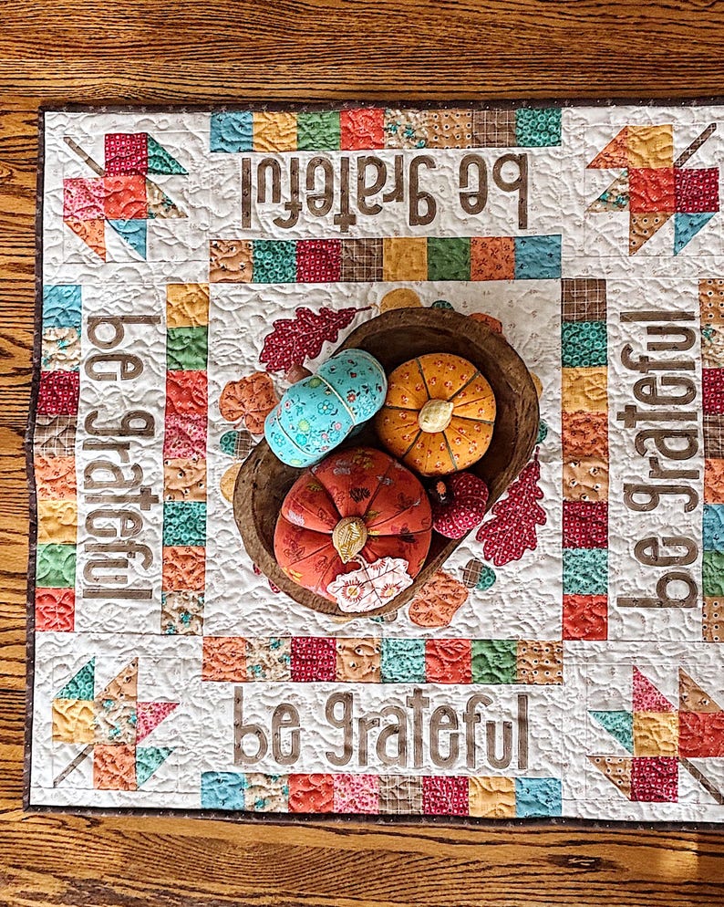 Be Grateful Mini Quilt and Table Topper PDF Pattern With Raw Edge ...
