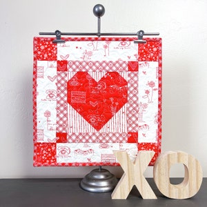 Framed Heart 12" mini quilt pattern with bonus Table Topper pattern in two sizes- PDF only pattern