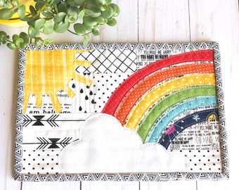 Pattern: Sunshine and Rainbow Applique Mug Rug PDF pattern