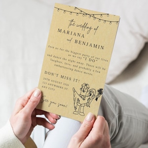 Modelo de convite de casamento vintage | Cartão de casamento engraçado | Modelo editável de convite de casamento minimalista | Convite de casamento editável 5'x7'