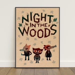 Nacht im Wald Poster | Retro Druck | Wandkunst | Kraftpapier Druck | Wohnkultur | Geschenk Poster | Spielposter #4