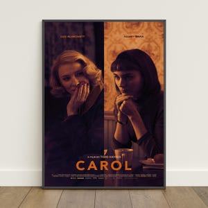 Pôster de Carol | Impressão retrô | Arte de parede | Impressão em papel kraft | Decoração para casa | Pôster para presente | Pôster de filme
