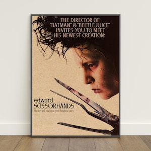 Poster di Edward mani di forbice / Stampa retrò / Arte murale / Stampa su carta kraft / Decorazione per la casa / Poster regalo / Poster del film