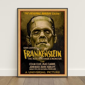 Poster di Frankenstein / Stampa retrò / Arte murale / Stampa su carta kraft / Decorazione per la casa / Poster regalo / Poster del film