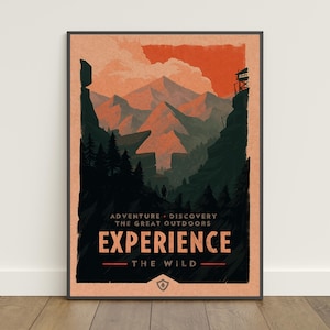 Poster mit Feueruhr | Retro Druck | Wandkunst | Kraftpapier Druck | Wohnkultur | Geschenk Poster | Spielplakat #2