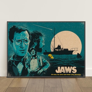 Póster de Tiburón / Impresión retro / Arte mural / Impresión en papel kraft / Decoración del hogar / Póster de regalo / Póster de película