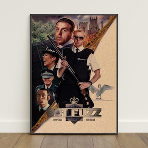 Póster de Hot Fuzz / Impresión retro / Arte mural / Impresión en papel kraft / Decoración del hogar / Póster de regalo / Póster de película