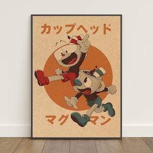 Poster di Cuphead / Stampa retrò / Arte murale / Stampa su carta kraft / Decorazione per la casa / Poster regalo / Poster del gioco n. 2