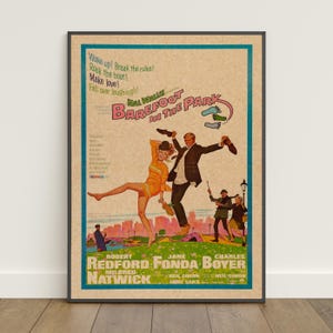 Poster "A piedi nudi nel parco" / Stampa retrò / Arte murale / Stampa su carta kraft / Arredamento per la casa / Poster regalo / Poster del film