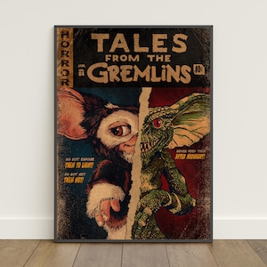 Poster Gremlins / Stampa retrò / Arte murale / Stampa su carta kraft / Decorazione per la casa / Poster regalo / Poster del film