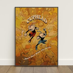 Póster de Cuphead / Impresión retro / Arte mural / Impresión en papel kraft / Decoración del hogar / Póster de regalo / Póster de juego