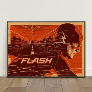 Pôster de The Flash | Impressão retrô | Arte de parede | Impressão em papel kraft | Decoração para casa | Pôster para presente | Pôster de programa de TV