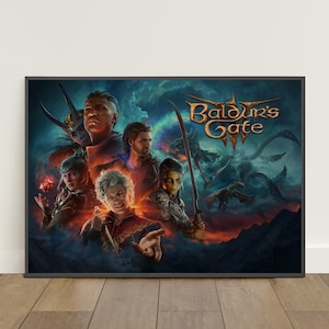 Baldur's Gate 3 Poster | Retro Print | Wall Art | Kraft Paper Print | Home Decor | Gift Poster | Game Poster