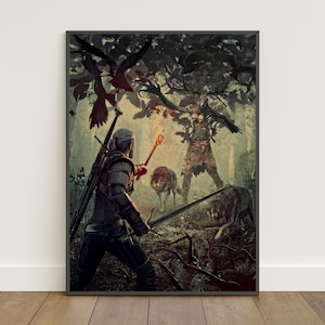 Poster di The Witcher 3 Wild Hunt / Stampa retrò / Arte murale / Stampa su carta kraft / Decorazione per la casa / Poster regalo / Poster del gioco n. 5