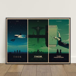 Poster di Thor Ragnarok / Stampa retrò / Arte murale / Stampa su carta kraft / Decorazione per la casa / Poster regalo / Poster del film