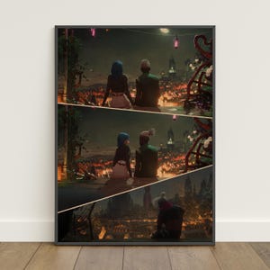 Cartaz de Arcane Jinx e Ekko apaixonados | Arte de parede Jinx | Impressão retrô | Arte de parede | Impressão em papel Kraft | Decoração para casa | Cartaz de presente | Cartaz de jogo nº 2
