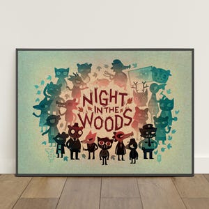 Nacht im Wald Poster | Retro Druck | Wandkunst | Kraftpapier Druck | Wohnkultur | Geschenk Poster | Spiel-Poster