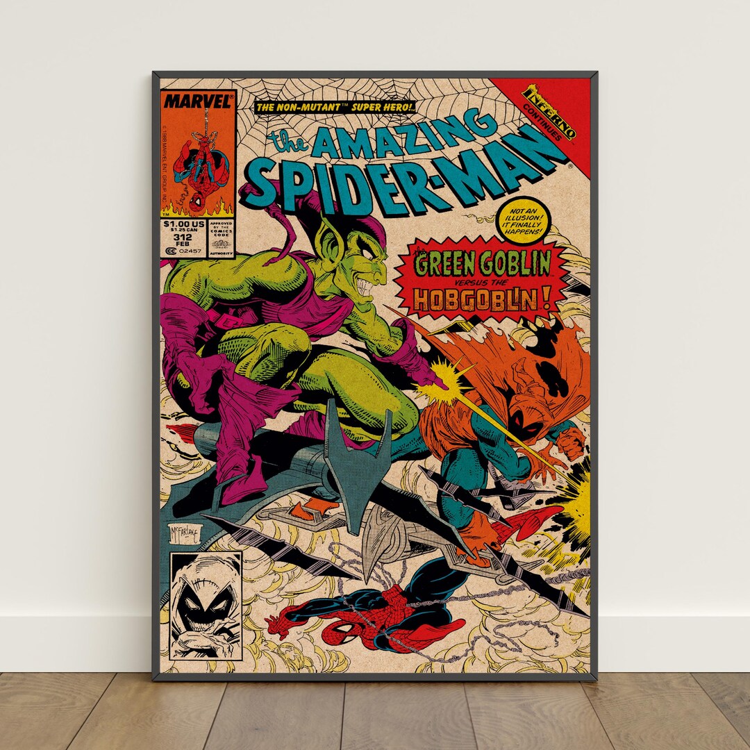 Spider Man Comic Book Covers Poster | Retro Print | Wall Art | Kraft ...