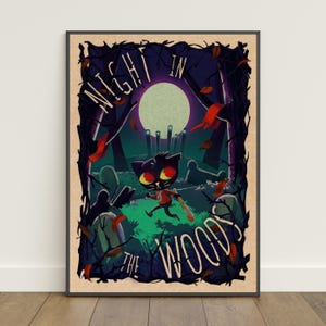 Nacht im Wald Poster | Retro Druck | Wandkunst | Kraftpapier Druck | Wohnkultur | Geschenk Poster | Spielposter #3