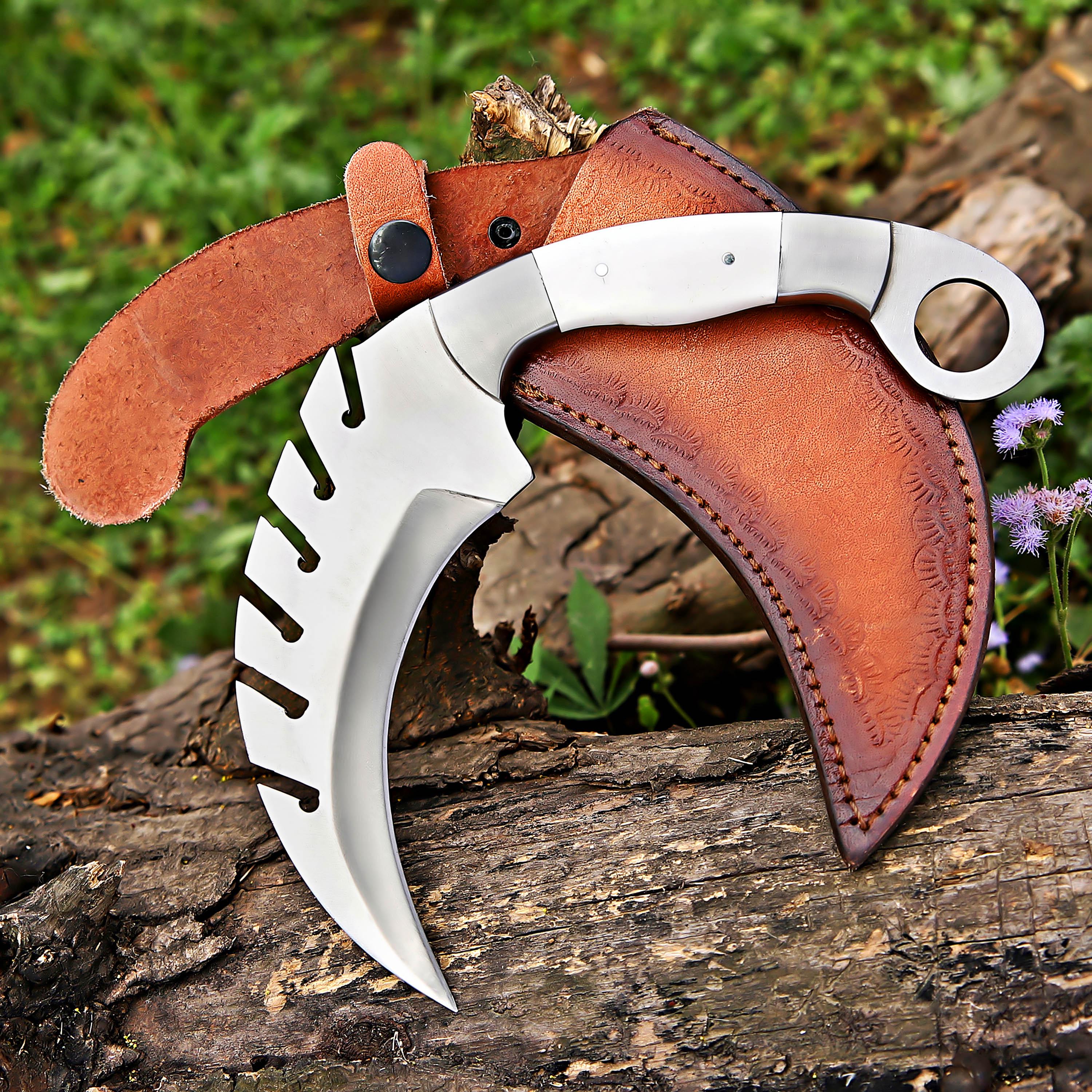 Perkin coltello da caccia con fodero in pelle Daasco laa in acciaio