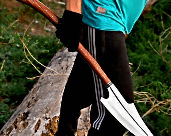 Hand-Forged Steel Spear: Rustic Collector's Blade with Wood Handle