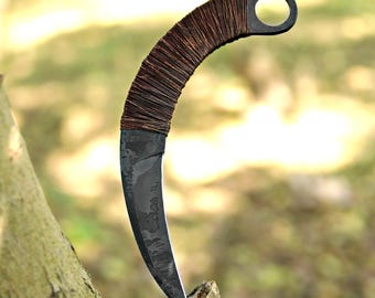 Handmade J2 Steel Karambit Knife with Italian Leather Sheath