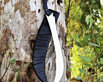 Hand-Forged D2 Steel Sword: Micarta Handle, Crocodile Leather Sheath