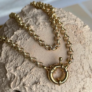 Handmade 18K Gold Rolo Chain Necklace, Dainty Women Jewellery for Everyday, Tarnish Free Gold Wedding Necklace, Birthday Gift for Her Women