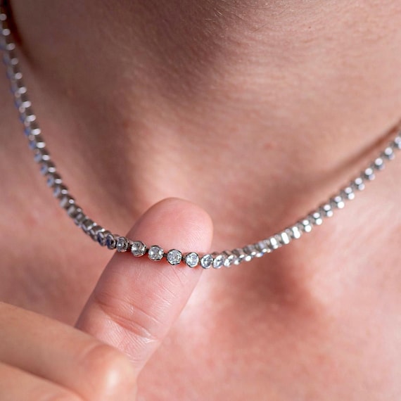 ★SENTIMENTS★ NO.555 [SMALL] TENNIS CUBIC NECKLACE Amazon.com: Sterling Silver Chain For Women, 925 Sterling