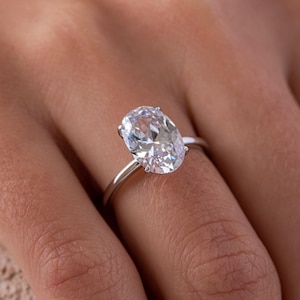 3 Carat Oval Diamond Solitaire Ring, 925 Sterling Silver Promise Ring, Silver Wedding Proposal Ring, Classic Bridal Ring, Anniversary Gift