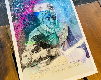 Caroline Herschel - Giclee print A4 - re-imagined portraits of women in the history science