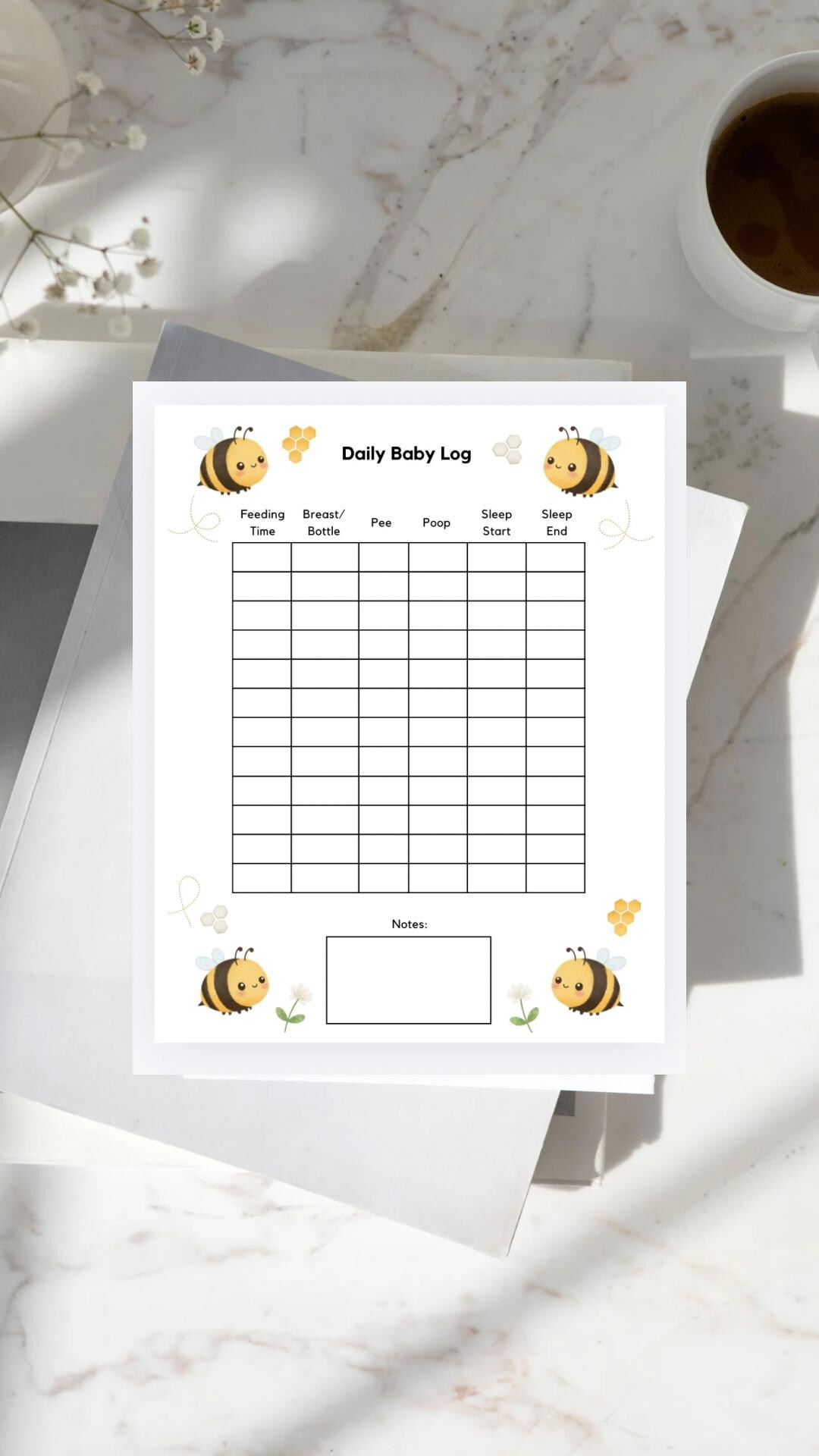Newborn Daily Log Printable | Baby Feeding Sleep Diaper Tracker (PDF ...