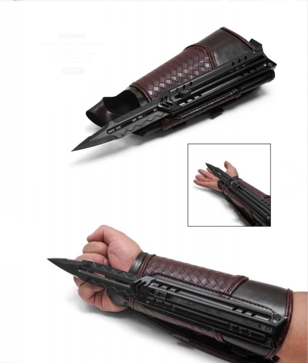 Black Assassins Creed Deluxe Metal Glove 1:1 Full Metal Black Blade ...