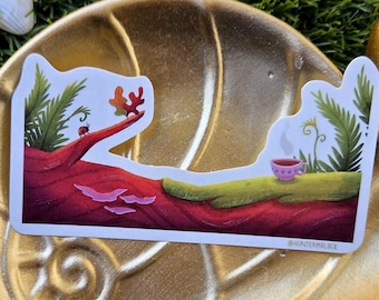 Cozy Log 4in l Laminated Vinyl Die Cut Sticker