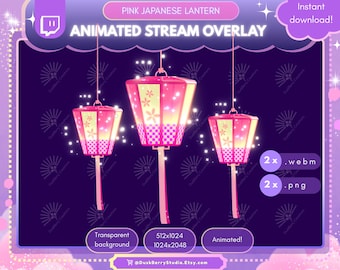 Pink Japanese Spring Festival Lantern - Animated Stream Decoration